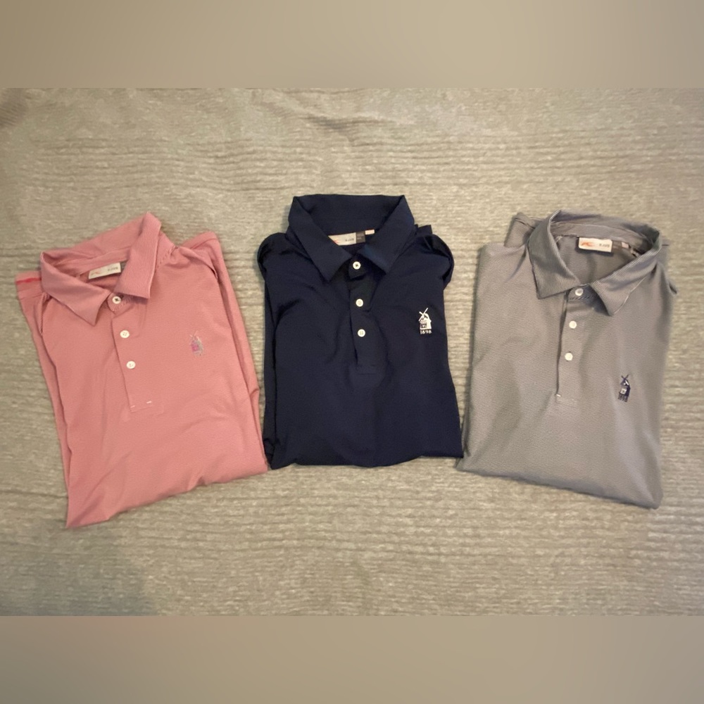 Lot of 3 KJUS Polo Shirt UPF 50+ Short Sleeve striped Men's Golf Large 52